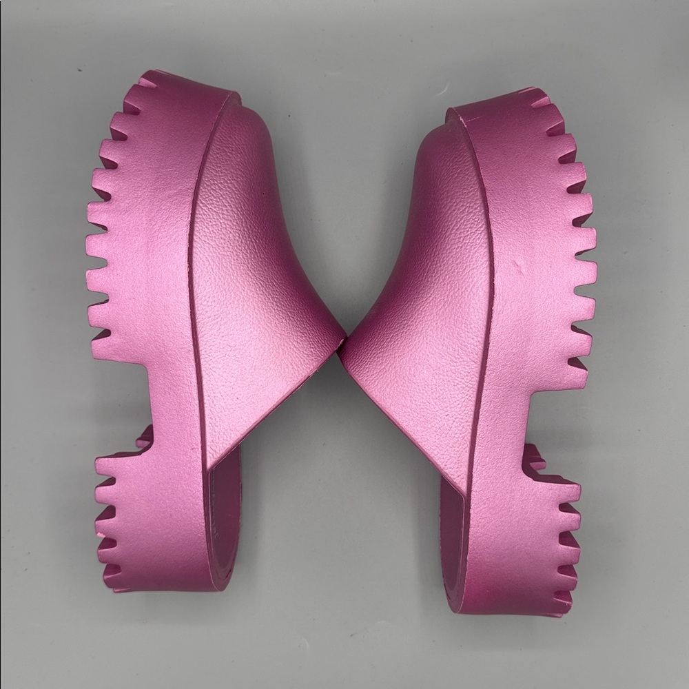 NWOB Jeffrey Campbell Sz 7 Metallic Pink Platform Clogs - Picture 5 of 8